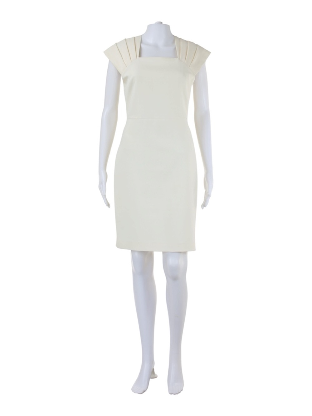 Alice + Olivia Cream Square-Neck Midi Dress